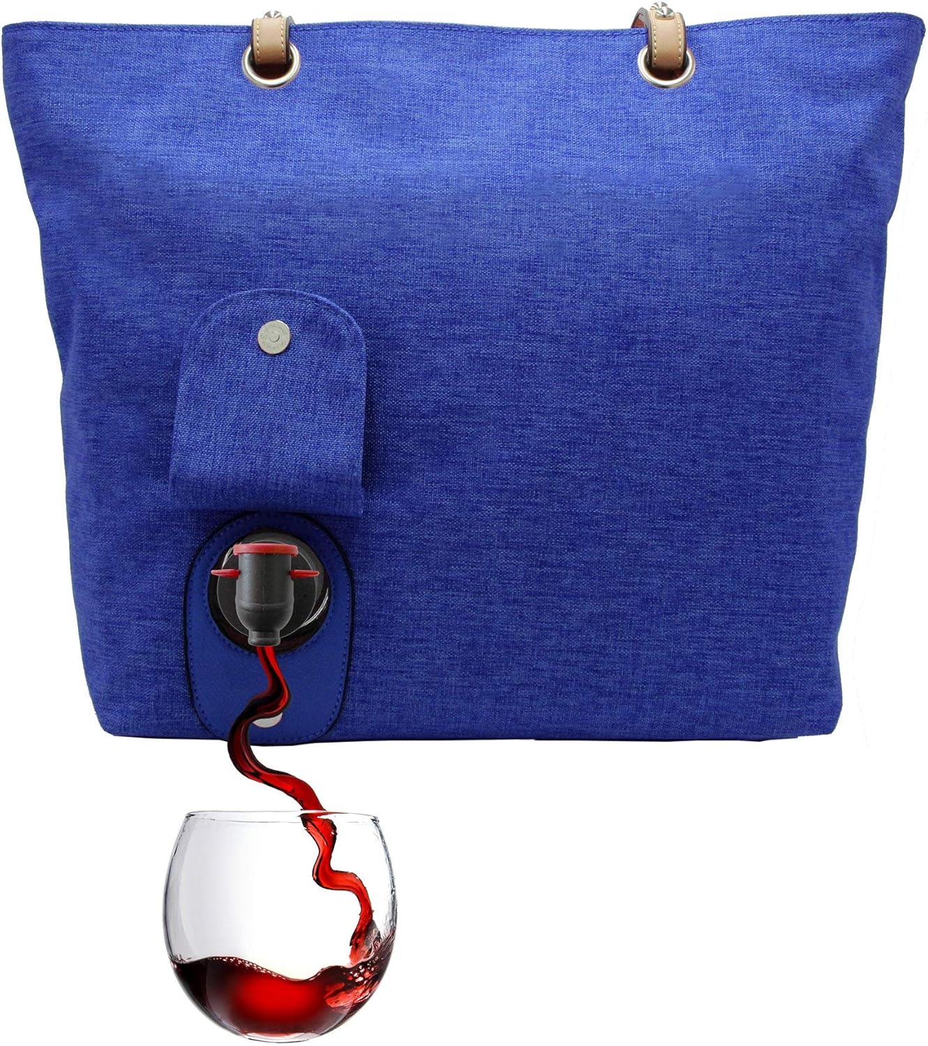 PortoVino City Wine Tote (Royal) - Fashionable Wine Purse with Hidden, Insulated Compartment, Holds 2 Bottles of Wine! / Great Gift! / Happiness Guaranteed!