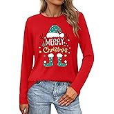 Christmas Shirts for Women Christmas Stripes Shirt Xmas Gift Blouse Tee Tops