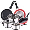 San-Ignacio-PK2356-Bateria-de-cocina-5-piezas-acero-inoxidable-y-set-3pcs-sartenes-162024-rojo-aluminio-prensado
