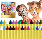 ACWOO 28 Color Face Body Crayon Kit Non-Toxic Safe for Kids Halloween Party