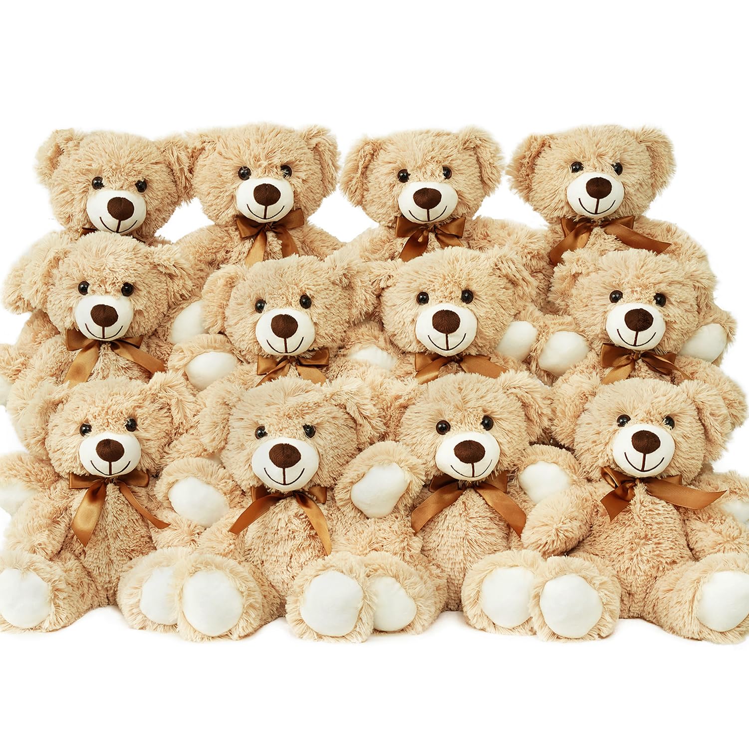 Photo 1 of LELELONG 12 Pack Teddy Bears Bulk 13.5 inch Small Teddy Bear Stuffed Bears for Baby Shower Centerpiece Decorations for Christmas Valentine's Mother's Day for Kids or Adults (12 Light Brown)
