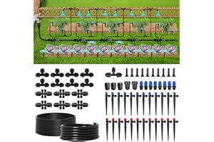 GISNPA 250FT Drip Irrigation System Kit, Automatic Garden Watering System with 1/2" Hose and 1/4" Distribution Tubing, Complete DIY Irrigation Set for Greenhouse, Yard, Lawn, Raised Beds, Flower Beds
