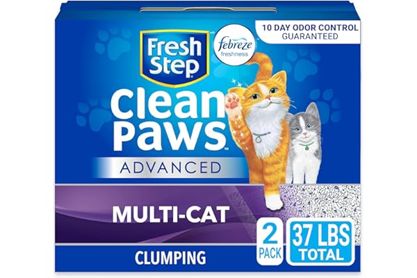 Fresh Step Clumping Cat Litter, Multi-Cat, Advanced Long Lasting Odor Control Kitty Litter with Activated Charcoal, Low Dust Formula, 37 lb