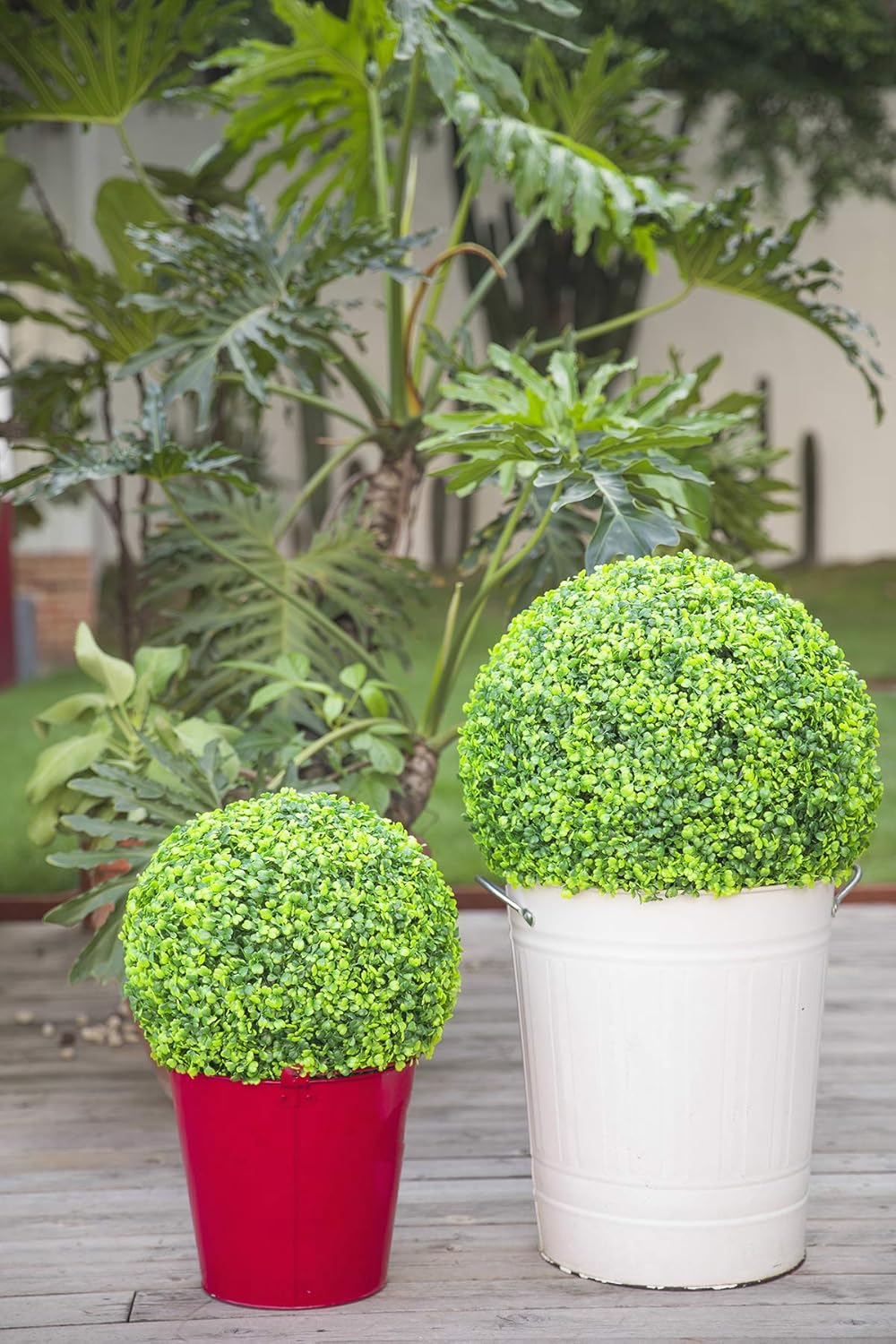 Artificial Topiaries Front Patio Faux Ball For Wedding Indoor Or Outdoor Decoration Planter Yard Home The Bloom Times Boxwood Ball 2 Pack 19 7 Inch Artificial Topiary Plants Party Home Kitchen