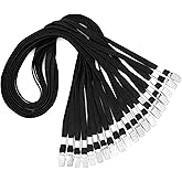 MIFFLIN-USA - Bulk Flat Lanyards w/Two Bulldog Clips - 39 Inch, Black, 50 PK - Comfortable Neck Straps for ID Badges + Convenient Hooks for Face Mask & Card Holders