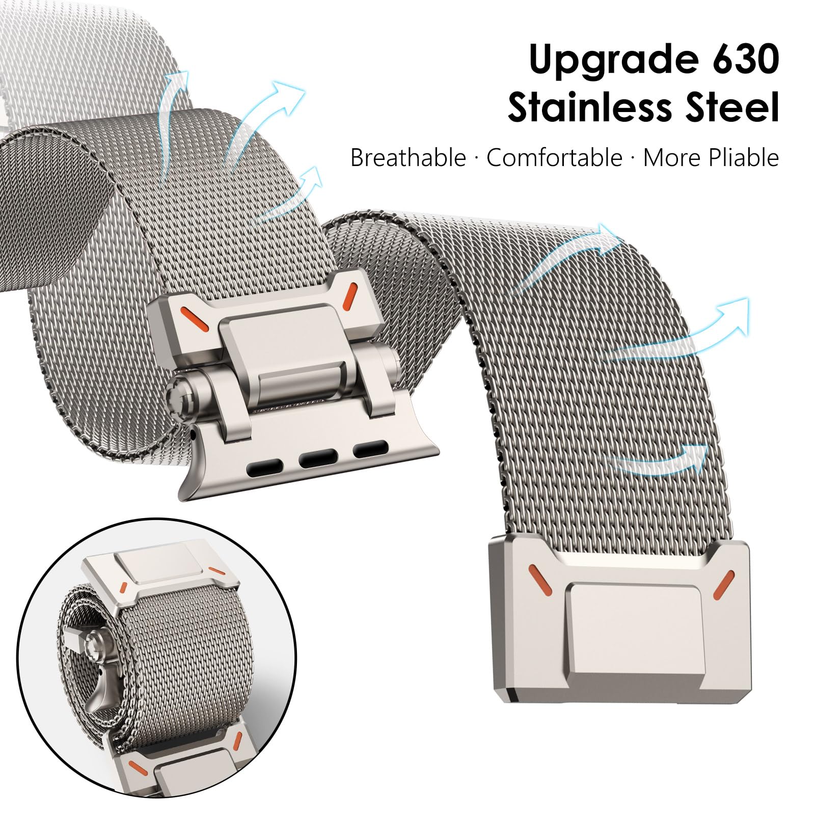 NewWays Metal Strap Compatible with Apple Watch Straps 49mm 46mm 45mm 44mm 42mm(Series 3 2 1),Milanese Magnetic Replacement Band for iWatch Ultra 3 2 1 Series 11 10 9 8 7 6 5 4 3 2 1 SE,Titanium