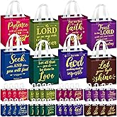 HunnmingRe Christian Gift Bags with Handles Easter Non Woven Bible Verse Gift Bag Bulk Reusable Religious Baptism Tote