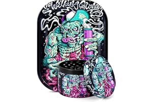2.5-inch spice grinder, kitchen tool pepper grinder with rolling tray(Abstract skull)