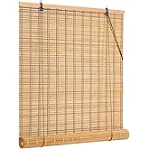 IMSGVIFO 36x72 Inch Bamboo Blinds for Interior Windows, UV Protection Roman Bamboo Curtains, Light Filtering & Easy to Install Roller Shades Window Shades for Patio Indoor Outdoor, Carbonized