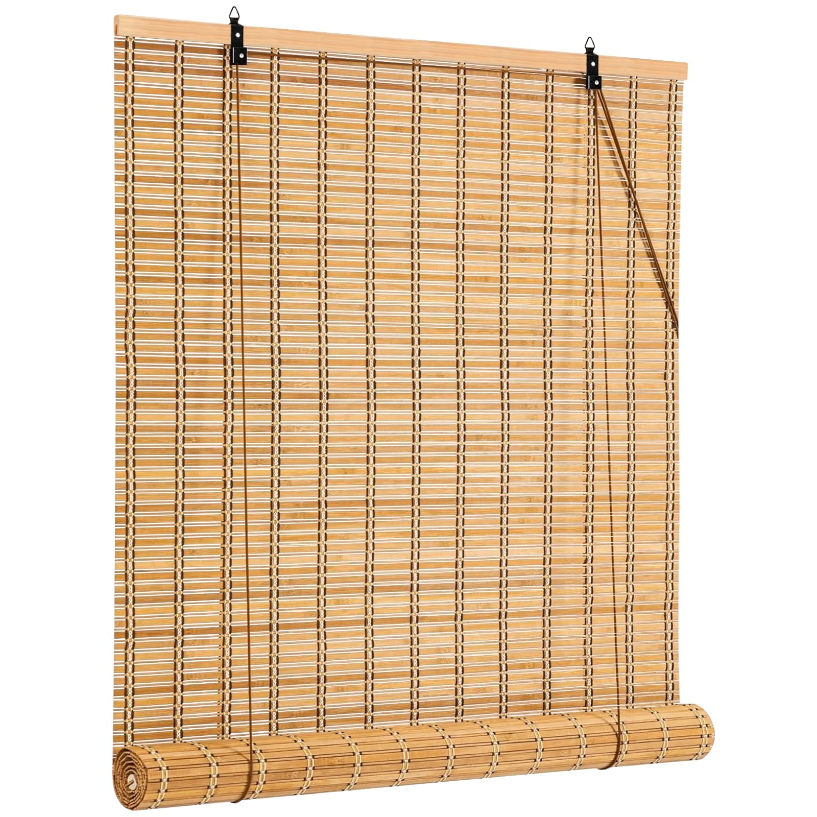 IMSGVIFO 45x72 Inch Bamboo Blinds for Interior Windows, UV Protection Roman Bamboo Curtains, Light Filtering & Easy to Install Roller Shades Window Shades for Patio Indoor Outdoor, Carbonized