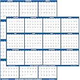 24" x 36" SwiftGlimpse 2026 Paper Folded Wall Calendar Large 12 Month Annual Yearly Wall Planner, Reversible, Horizontal/Vertical, Navy