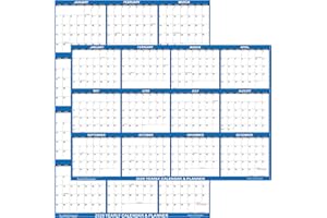 SWIFTMAPS 24" x 36" SwiftGlimpse 2026 Wall Calendar Erasable Large Wet & Dry Erase Laminated 12 Month Annual Yearly Wall Planner, Reversible, Horizontal/Vertical, Navy