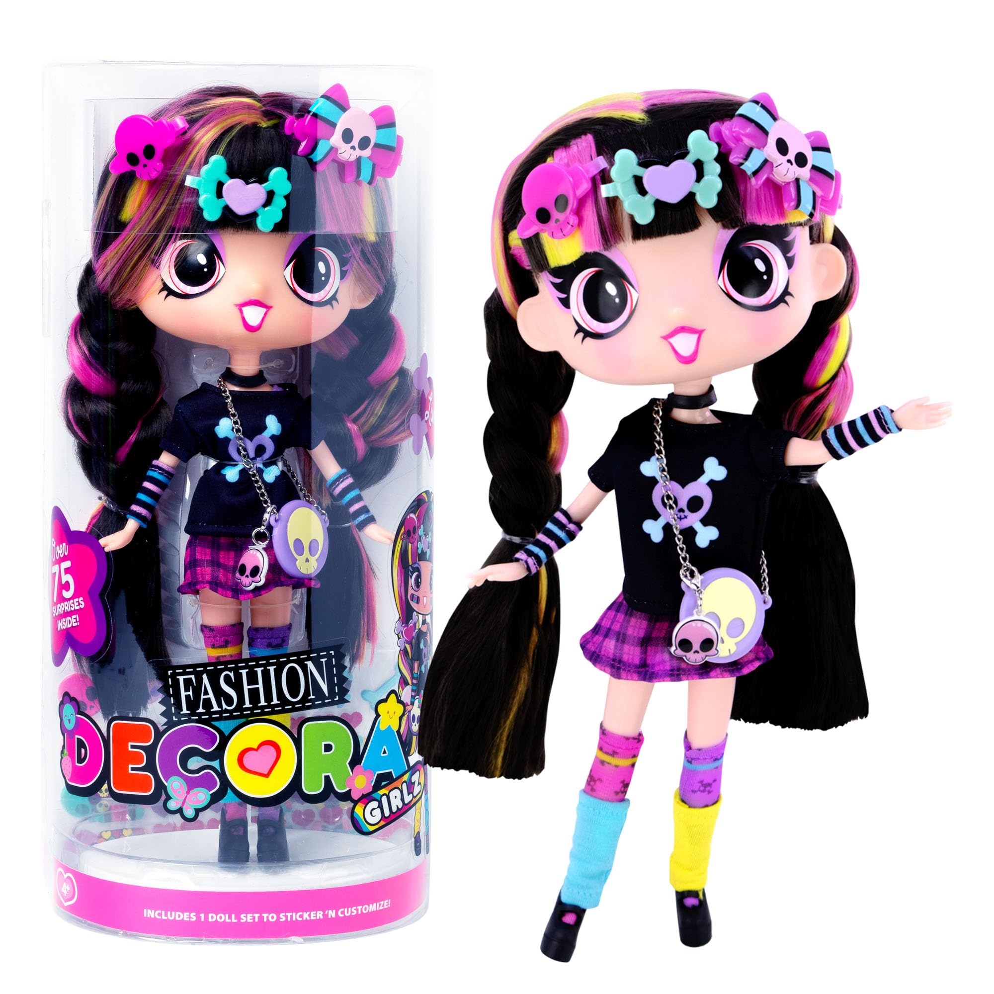 John Adams | Decora Girlz | Sticker ‘n’ Style 11" Collectable Fashion Doll - Luna | Doll features over 75 colourful accessories! | Dolls & Accessories | Ages 4+