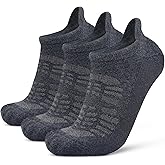 Busy Socks Ankle Merino Wool Blend Running Walking Socks for Men Women Compression Support Athletic Low Cut Cushioned Socks
