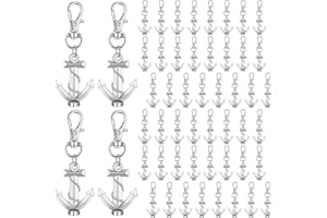 Therwen 50 Pcs Anchor Keychain Bulk Ocean Themed Party Favor Wedding Favors 3D Silver Anchor Keychains for Guests Creative Souvenirs Gifts Nautical Theme Party Decorations