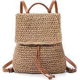 RNIEGA Straw Backpack for Women Beach Bag Woven Drawstring Bagback Summer Purse Handbags for Travel Vacation