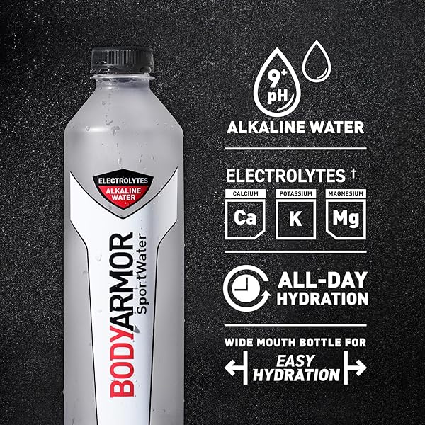 BODYARMOR SPORTWATER ALKALINE WATER, SUPERIOR HYDRATION, HIGH ALKALINE WATER PH 9+, ELECTROLYTES, PERFECT FOR YOUR ACTIVE LIFESTYLE, 1 LITER (PACK OF 6)