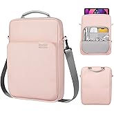 MoKo 9-11 Inch Tablet Sleeve Bag Handle Carrying Case with Shoulder Strap Fits New 11-inch iPad Pro M4/iPad Air M2, iPad 10th 10.9, iPad 9/8/7th 10.2, iPad Air 5/4th 10.9, Tab S8/S9 11, Pink