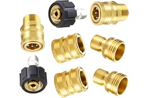 M MINGLE Ultimate Pressure Washer Adapter Set, Quick Disconnect Kit, M22 Swivel to 3/8 Inch Quick Connect, 3/4 Inch to Quick Release, 8-Pack