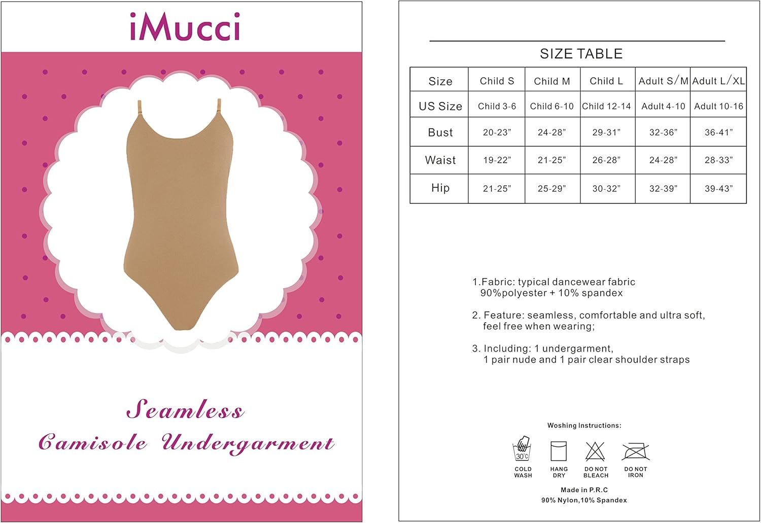 iMucci Professional Seamless Nude Camisole Leotard - Undergarment Dancewear for Ballet Dance: Clothing