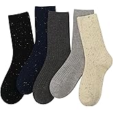 SERISIMPLE Women Cotton Crew Socks Rib Retro Casual Thin Cute Knit Comfy Breathable Dress Socks for Ladies 5 Pairs