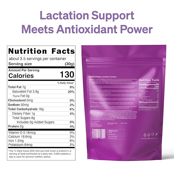 AWARD-WINNING LACTATION COOKIES FOR MILK SUPPLY INCREASE BY LOVENOOBS, LACTATION SNACKS HELP FOR BREASTFEEDING, ON-THE-GO MOM SUPPORT, BREASTFEEDING ESSENTIALS, RAISIN FLAVOR, 6X 3.5OZ