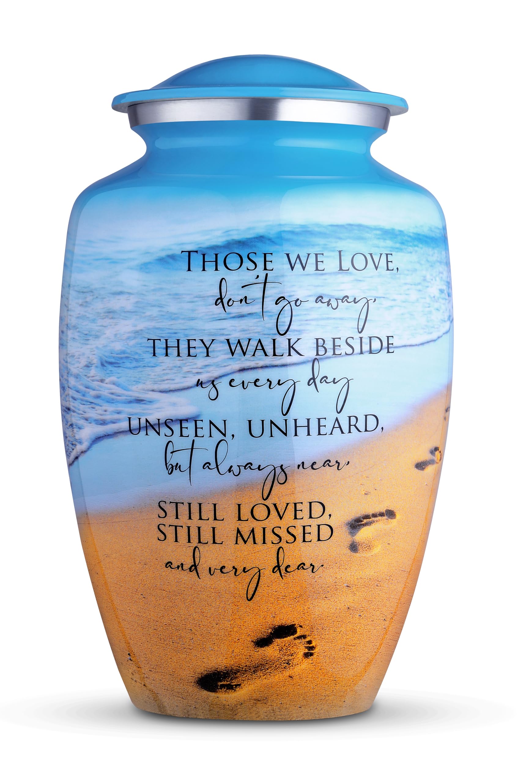 Photo 1 of Cogent Memorials - Cremation Urn for Human Ashes for Women & Men - Decorative Funeral Urn for Ashes Printed Memorial Urns for Male & Female - Honor Your Loved One with Burial Urns Ocean Blue, Large