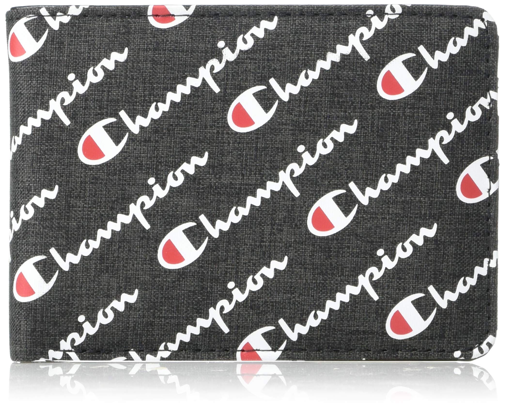 Champion Men's Graphic Wallet, Black/Scarlet Logo, One Size
