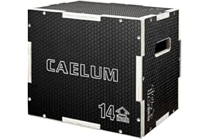 CAELUM 3-in-1 Wood Plyo Box - Non-Slip Plyometric Jump Box for Home & Gym, 400lbs Bearing Fitness Launch Box for Jumping Squats Step-ups Strength Training