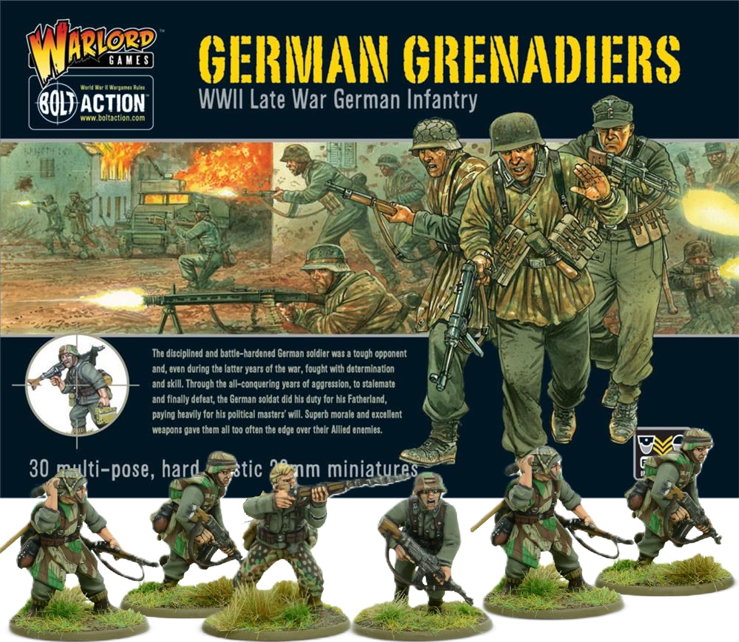 Warlord Games German Army Grenadiers Infantry - 28mm Scale Plastic Miniatures for Bolt Action Highly Detailed World War 2 Miniatures for Table-top Wargaming