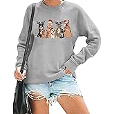 AIIWEIS Christmas Dogs Sweatshirt Women Cute Dog Lover Christmas Long Sleeve Shirt Crewneck Xmas Pullover Tops
