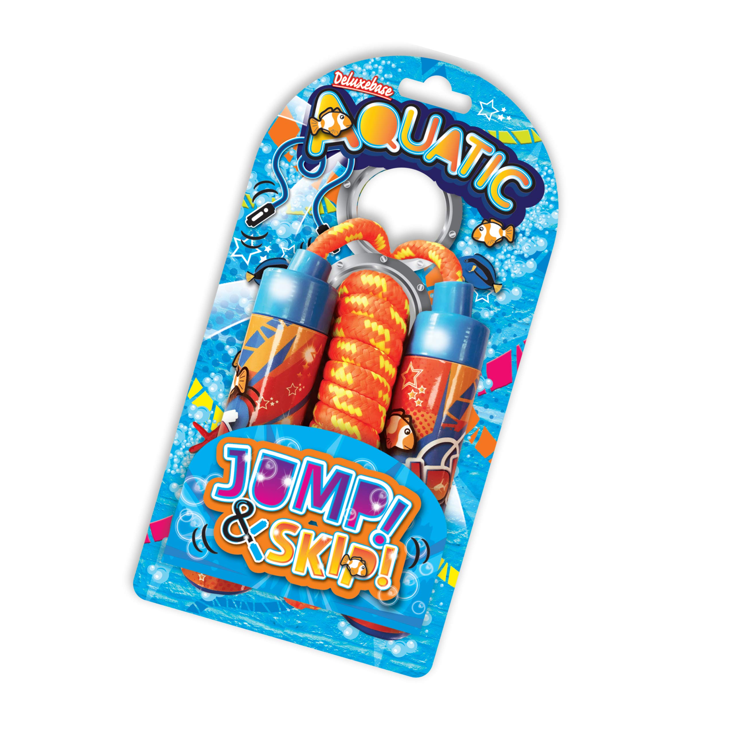 JUMP! & SKIP! Aquatic from Deluxebase. Ocean Skipping Rope for Kids with Soft Flexible Jump Rope & Cute Clown Fish Handles, Exercise Equipment for Home, Outdoor Toys, Garden Play & Birthday Gifts.
