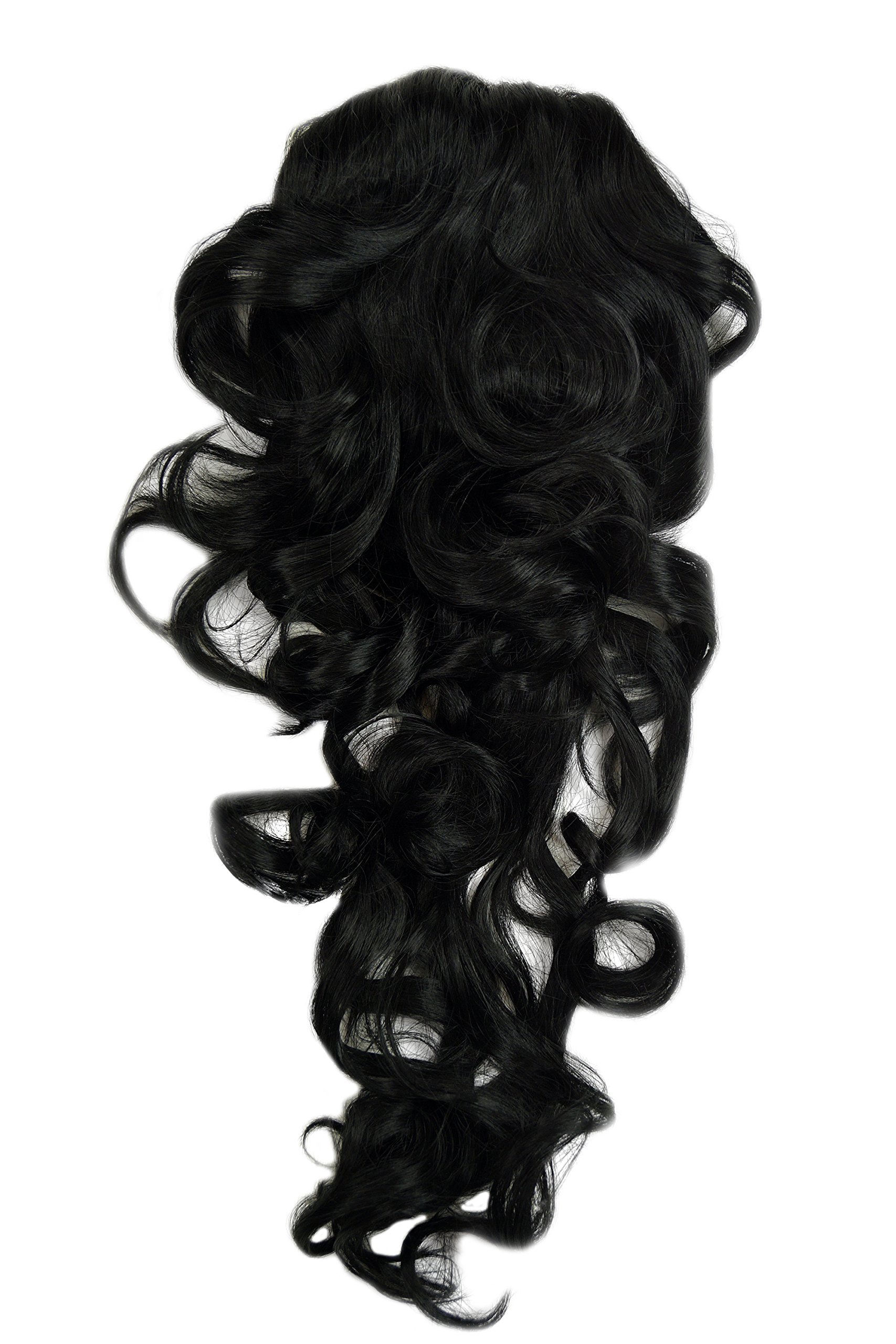 WIG ME UP WK03-1 Hairpiece ponytail with combs and elastic draw string curly voluminous very long deep black 23inch โ image 1