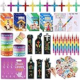 Vanblue 122 Pcs Christian Religious Party Favors Religious Gifts Sunday School Prize Classroom Reward Goodie Bag Stuffers Operation Christmas Child Items with Bible Coloring Book