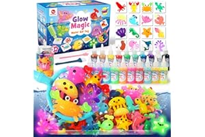 Mocoosy 20 Color Glow in The Dark Magic Water Elf Toy Kit for Kids, Aqua Fairy Water Gel Kit with Magic Gel & Squishy Molds, Make Your Own Squishy Toys & Water Pets, DIY Aqua Art Crafts Birthday Gifts