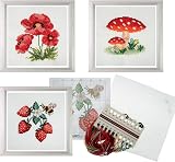 Trimits 3PK Cross Stitch Kits Beginners Embroidery 13x13cm Toadstool