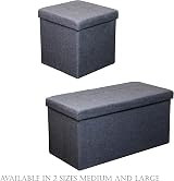 HomeHarmony Folding Storage Ottoman Seat Grey Large 76x38x38 cm view 7