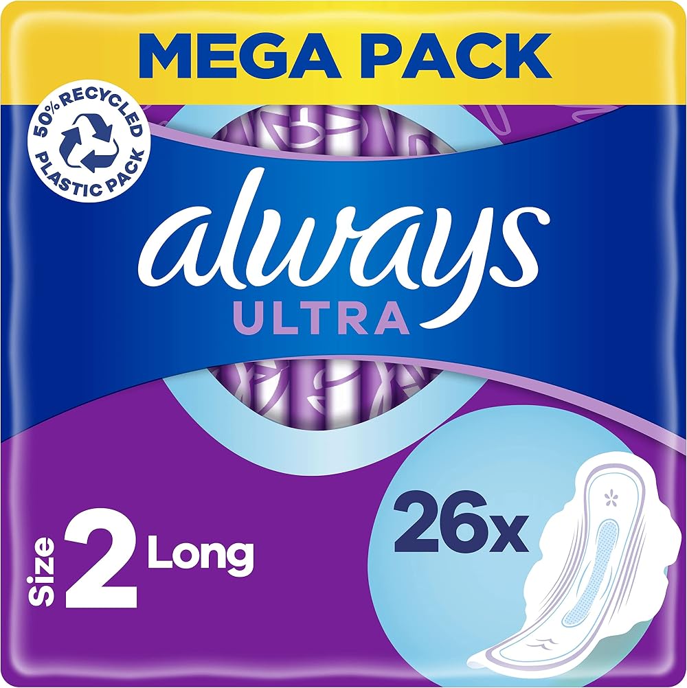 Always Ultra Long with Wings Size 2 Pads Mega Pack 104 Count 26x4