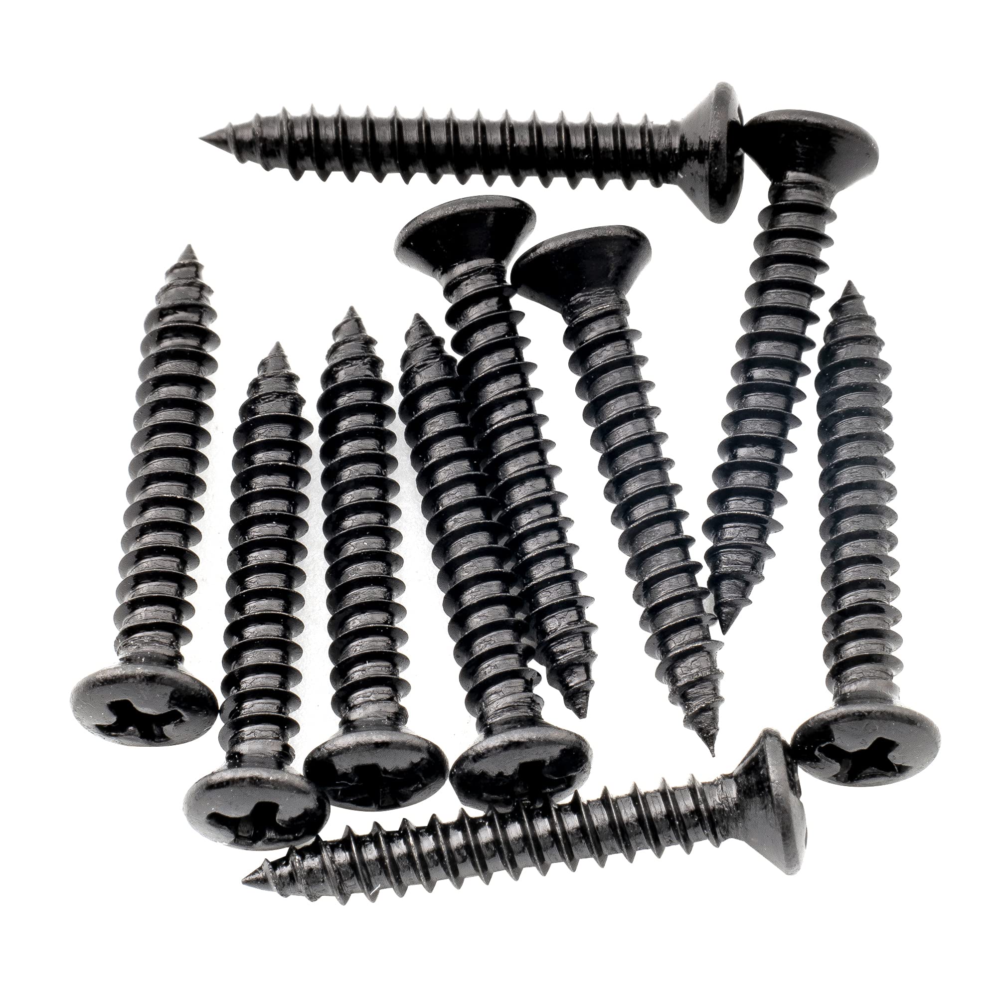 Musiclily Ultra 2.5x18mm Stainless Steel Countersunk Mounting Screws for Electric Guitar Bass String Guide or Pickup Ring, Black (Set of 10)