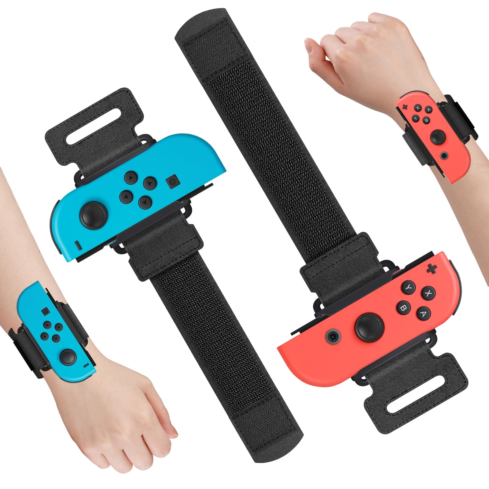 FASTSNAIL 2 Pack Wrist Bands for Switch Dance 2025 2024 2023 2022 2021 and for Just Dance & Zumba Burn It Up, Adjustable Elastic Straps Dance Accessories for Switch/OLED Joycon Controller-Black