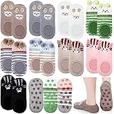 Suhine 9 Pairs Animal Slipper Socks for Women Non Slip Fuzzy Ankle Socks for Valentine Gift Soft Fluffy Sherpa Gripper Indoor