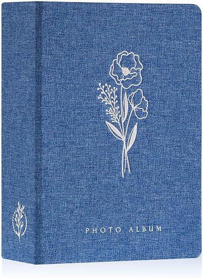 Lanpn Photo Album 7x5 Blue Linen 200 Photos 13x18cm Top Loading