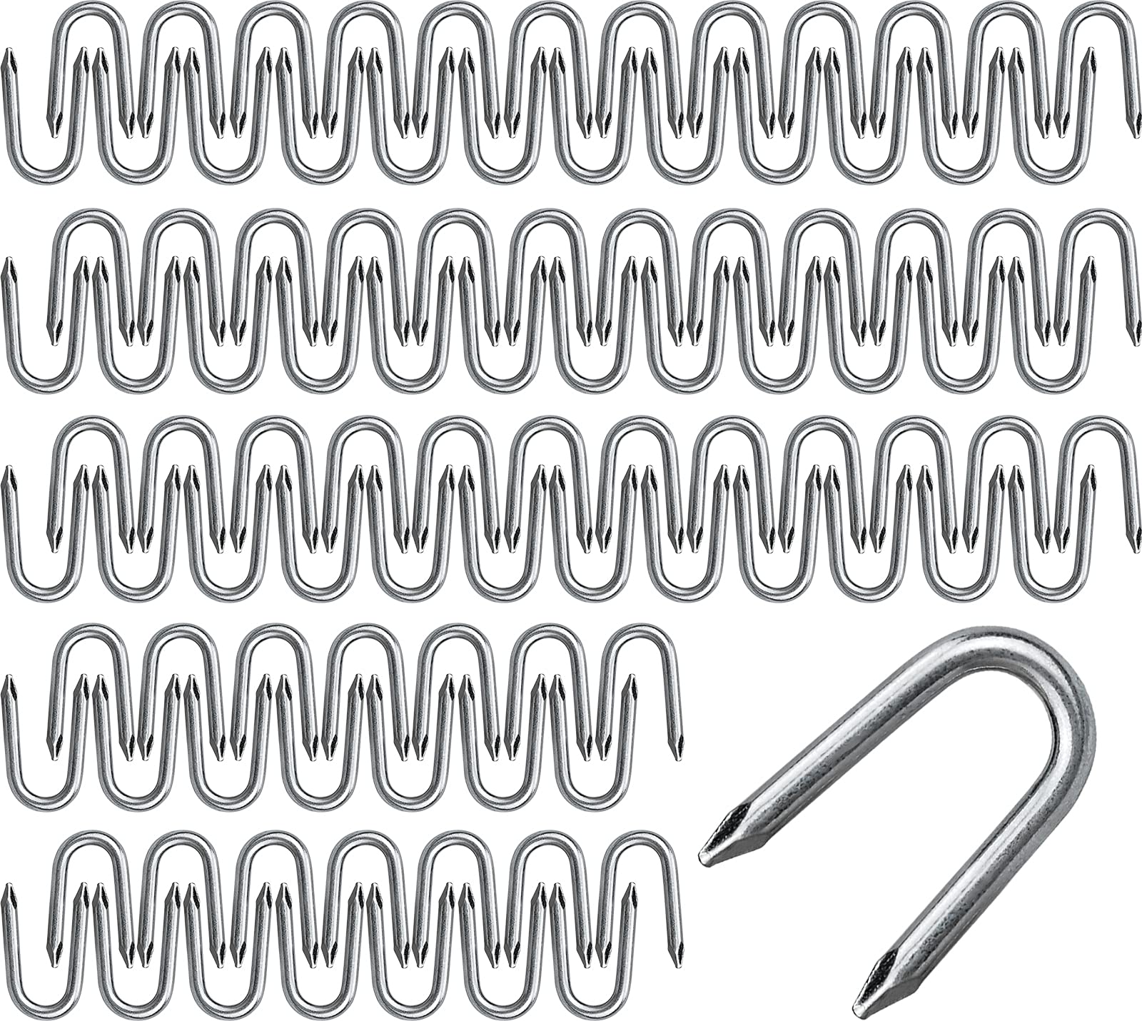 100 Pcs U Nails Netting Staple, 20mm/ 0.8 Inch Galvanised Staples for Fixing of Chicken Wire Mesh Chain Link Fence