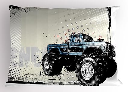 Amazon Com Ambesonne Truck Pillow Sham Halftone Pattern
