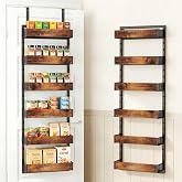 GUUKAR 6-Tier Over the Door Pantry Organizer, 2-in-1 Door Hanging or Wall Mounted Spice Rack, Space Saving Metal Storage Shelves with Adjustable Baskets for Kitchen, Closet, Bathroom