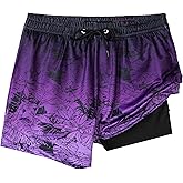 FT FENTENG Boys Swim Trunks with Compression Liner Boys Stretch Swim Shorts Quick Dry 2 in 1 Beach Shorts 4-17 Y