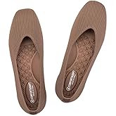 Frank Mully Womens Wide Flat Shoes Square Toe Shoes Knitted Work Flats Comfortable Women Shoes Comfortable Women Shoes