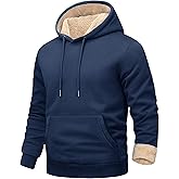 EKLENTSON Hoodies for Men Fleece Pullover Heavyweight Winter Warm Sweatshirts Sherpa Lined Hoodie with Kanga Pocket