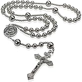 WWI Military rosary beads catholic, Stainless Steel Rosary, Antique Rosarios Catolicos para Hombre, Solid Warrior, Tactical Rosary with Seven Sorow Medal and Pardon Crucyfix