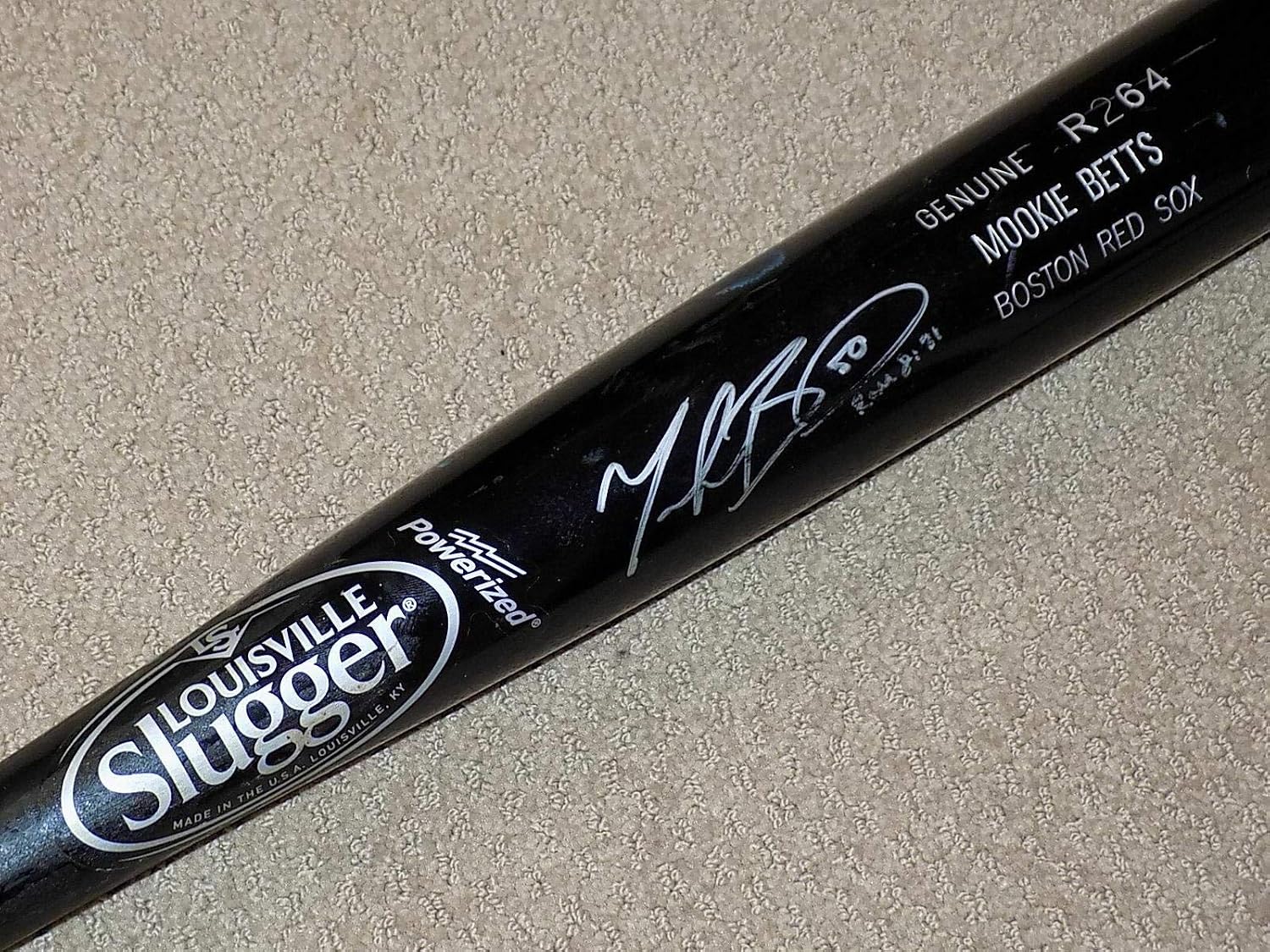 Mookie Betts H B Game Used Signed Rookie Bat 2014 Boston Red Sox PSA 